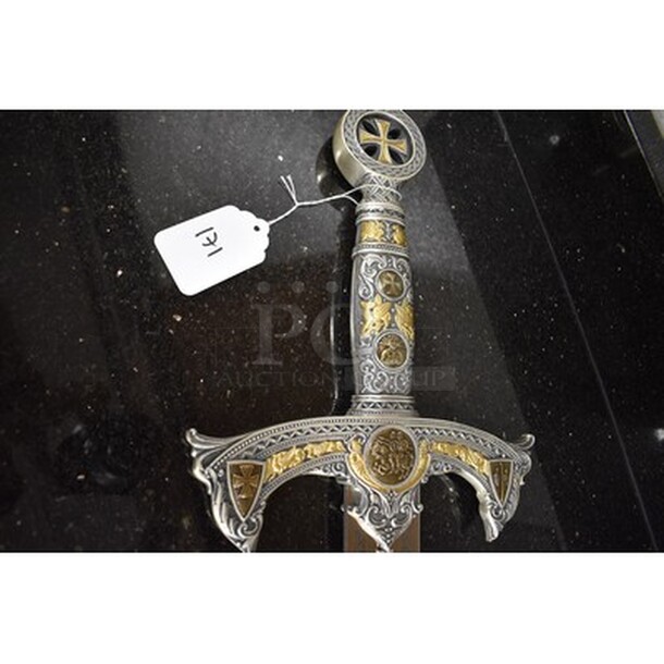 AWESOME! Knights Templar Sword Silver Beautiful Silver Sword of Templar Order. Symbols of Knights Templar-Templar Cross and Seal. 46x1x9 - Image 5 of 9
