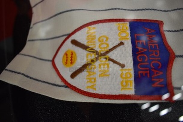 AMAZING! Cooperstown Collection New York Yankee Jersey Autographed by Ted Williams, Mickey Mantle, Eddie Matthews, Reggie Jackson, Frank Robinson, Willie Mays, Harman Killebrew, Mike Schmidt, Hank Aaron, Ernie Banks, and Willie McCovey. 500 Homerun Jersey. Comes with Certificate of Guarantee! 36x2x39 - Image 5 of 12