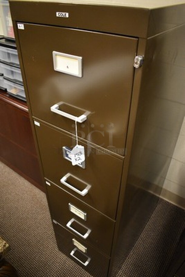 2 Cole Brand 4 Drawer File Cabinet. 15x27x52. 2x Your Bid! - Image 1 of 5