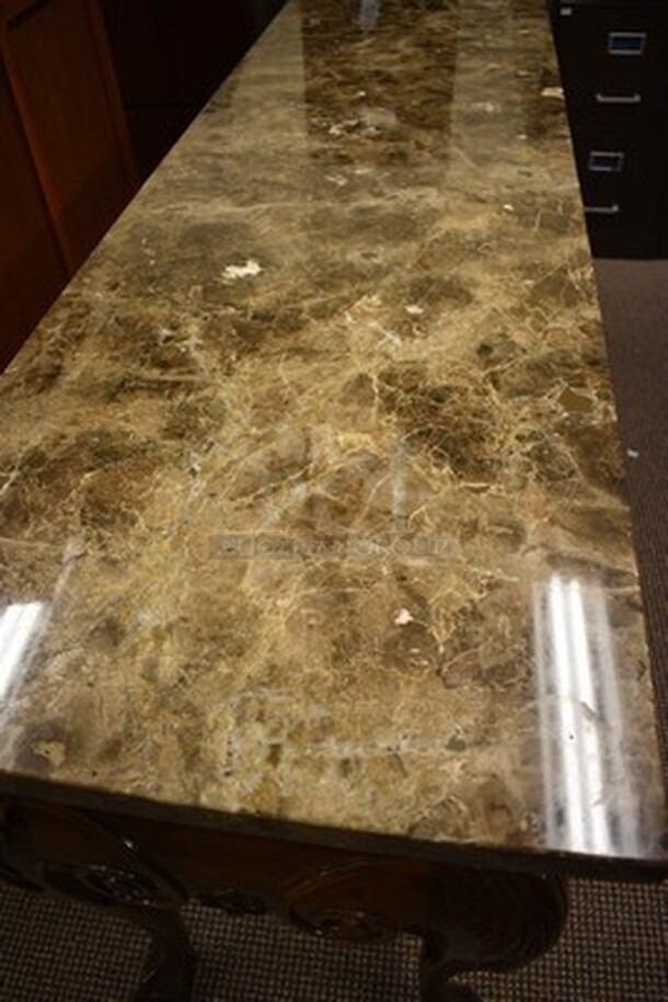 SPECTECULAR! Wooden Table With Granite Table Top. 60x19x32 - Image 3 of 7