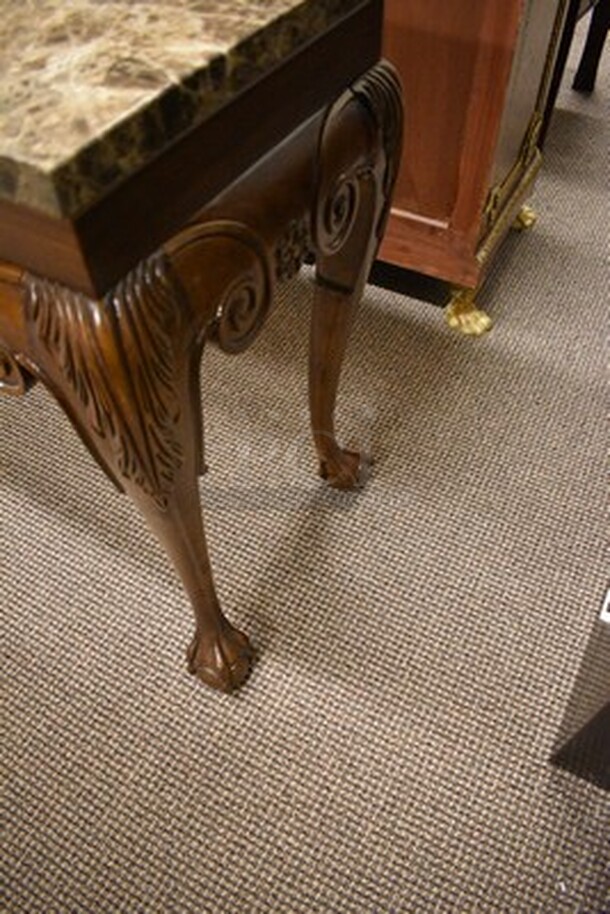 SPECTECULAR! Wooden Table With Granite Table Top. 60x19x32 - Image 6 of 7