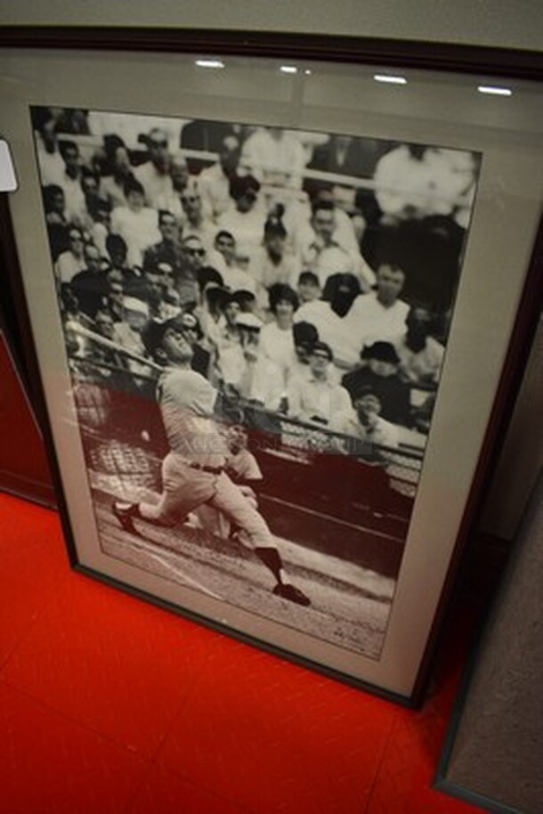 Framed Picture of Mickey Mantle Hitting a Homerun! Signed by Mickey Mantle. Comes with Letter of Authenticity. 25x1x32 - Image 2 of 10