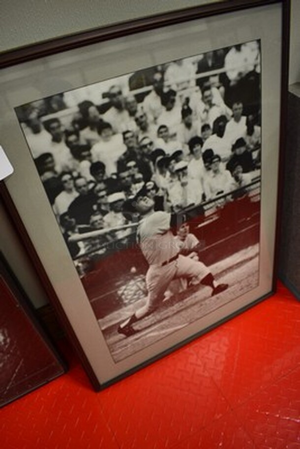 Framed Picture of Mickey Mantle Hitting a Homerun! Signed by Mickey Mantle. Comes with Letter of Authenticity. 25x1x32 - Image 3 of 10