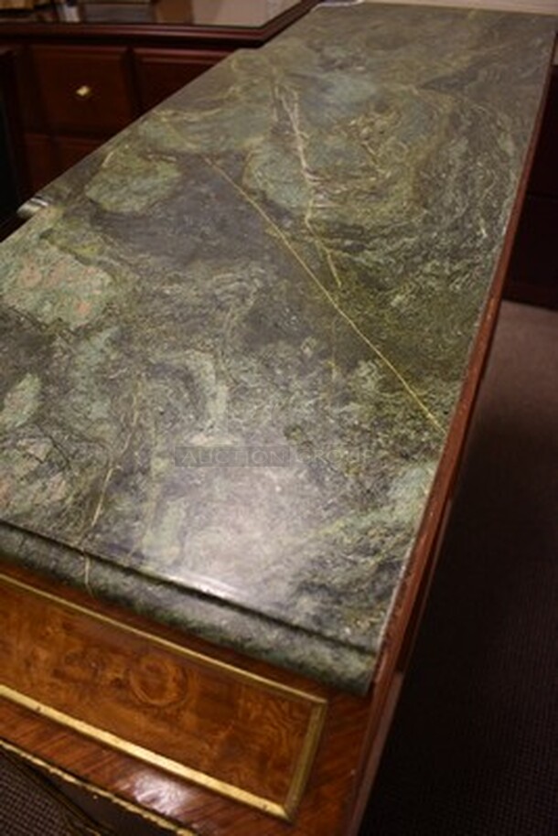 EXQUISITE! Wooden Chest With Marble Top and Drawer. 50x22x44. - Image 5 of 8
