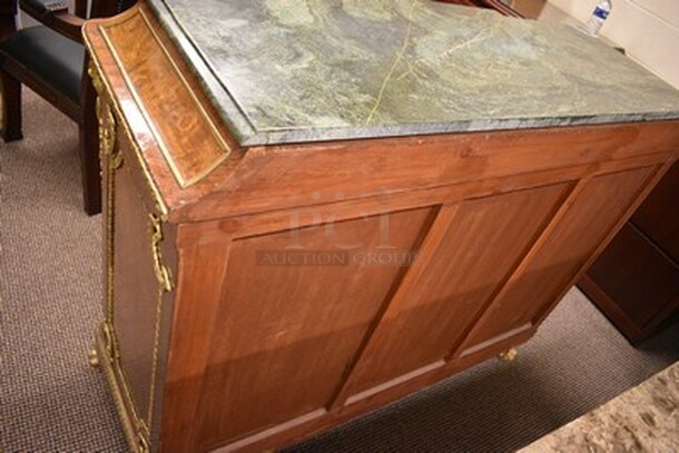 EXQUISITE! Wooden Chest With Marble Top and Drawer. 50x22x44. - Image 6 of 8