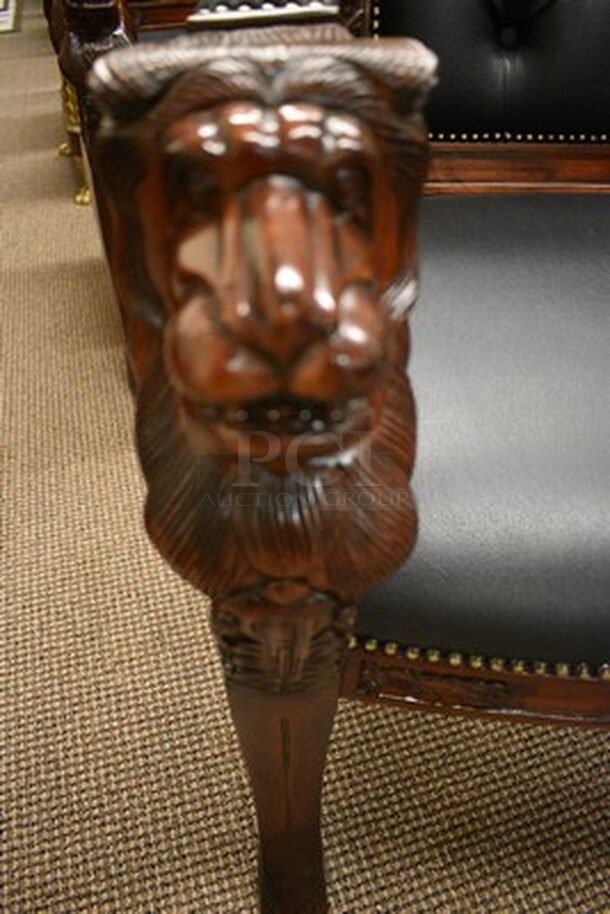 3 BREATHTAKING! Beardsley Lion Chairs With Black Leather Seats! 28x24x36. 3x Your Bid! - Image 5 of 7