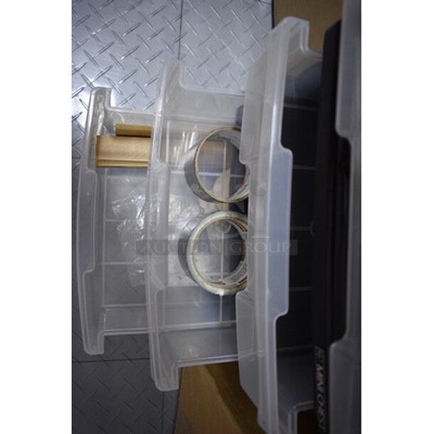 ALL IN ONE MONEY! Includes 7 Drawer Plastic Storage Bin and Box of Metal Casters  - Image 4 of 6