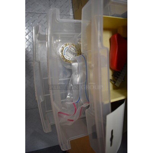 ALL IN ONE MONEY! Includes 7 Drawer Plastic Storage Bin and Box of Metal Casters  - Image 5 of 6