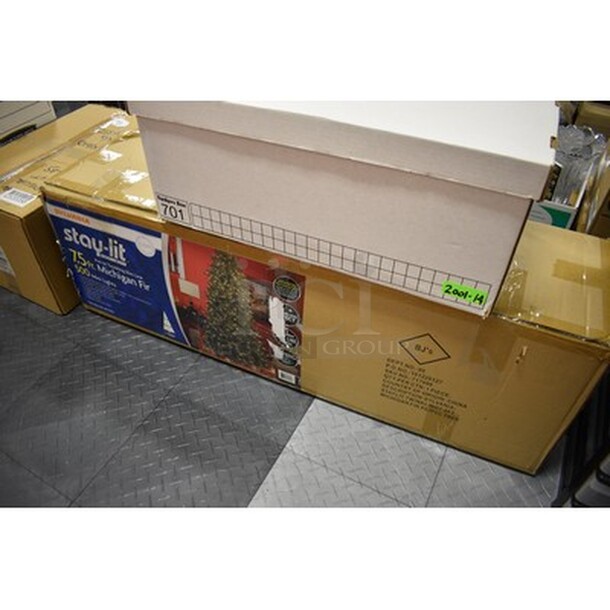 7.5' Articial Michigan Fir Light-Up Tree with Box Holiday Decorations - Image 2 of 4
