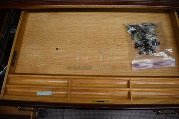 OFS Brand Wooden Desk With Glass Table Top! 70x35x32 - Image 6 of 9