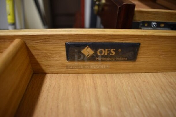 OFS Brand Wooden Desk With Glass Table Top! 70x35x32 - Image 7 of 9