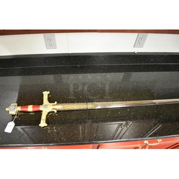 BEAUTIFUL! King Solomon Sword Gold by Marto Model 586. Judaic Symbols: Star of David , Lions of Judea and the Ark of the Covenant. Stainless Steel Blade with Judaic Etchings, 24K Gold Medallions. Ancient Judaic Sword. 47x1x10 - Image 11 of 11