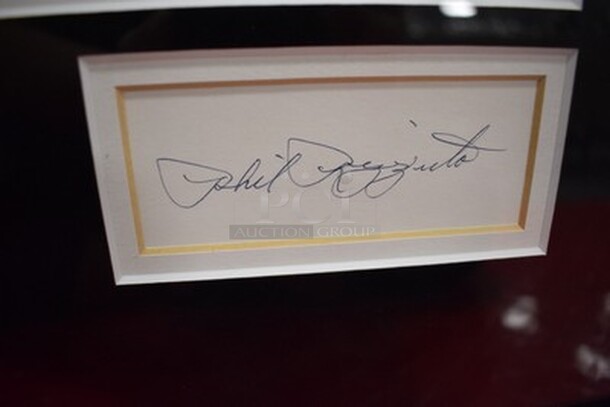 AMAZING! Picture of Hall of Famers Joe DiMaggio, Mickey Mantle, Yogi Berra, Whitey Ford, and Phil Rizzuto with Roger Maris. AUTOGRAPHED by Joe DiMaggio, Mickey Mantle, Yogi Berra, Whitey Ford, and Phil Rizzuto with Roger Maris! Comes With Letter of Authenticity! 28x1x30 - Image 9 of 12