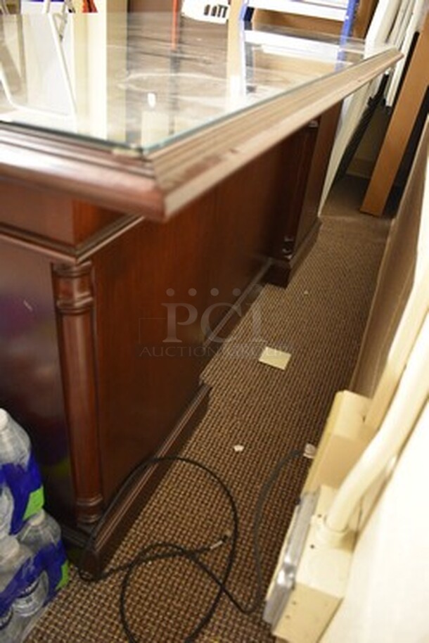 OFS Brand Wooden Desk With Glass Table Top! 70x35x32 - Image 8 of 9