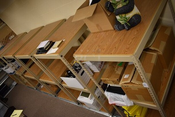 6 Metal Moving Shelving Units On 20ft Metal Track! 6x Your Bid. Contents Not Included! Shelves 30x42x60 - Image 1 of 9