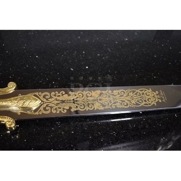 BEAUTIFUL! King Solomon Sword Gold by Marto Model 586. Judaic Symbols: Star of David , Lions of Judea and the Ark of the Covenant. Stainless Steel Blade with Judaic Etchings, 24K Gold Medallions. Ancient Judaic Sword. 47x1x10 - Image 8 of 11
