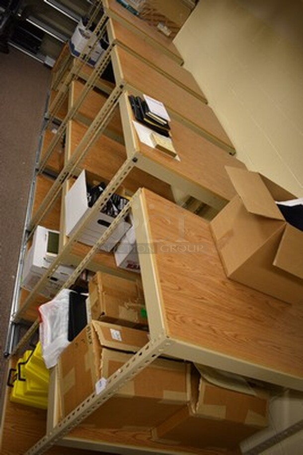 6 Metal Moving Shelving Units On 20ft Metal Track! 6x Your Bid. Contents Not Included! Shelves 30x42x60 - Image 2 of 9
