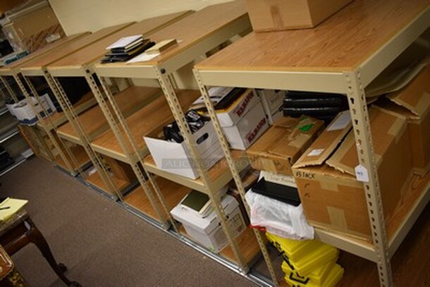 6 Metal Moving Shelving Units On 20ft Metal Track! 6x Your Bid. Contents Not Included! Shelves 30x42x60 - Image 3 of 9