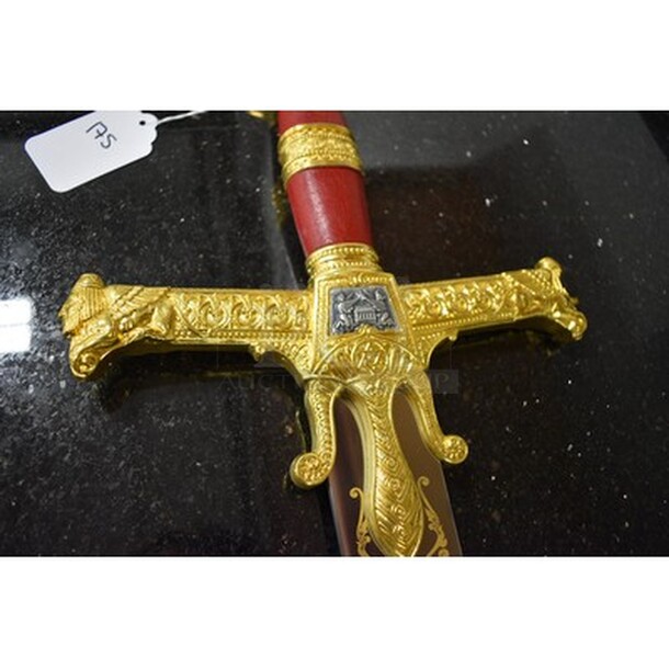 BEAUTIFUL! King Solomon Sword Gold by Marto Model 586. Judaic Symbols: Star of David , Lions of Judea and the Ark of the Covenant. Stainless Steel Blade with Judaic Etchings, 24K Gold Medallions. Ancient Judaic Sword. 47x1x10 - Image 10 of 11