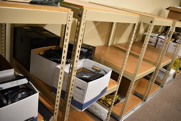 6 Metal Moving Shelving Units On 20ft Metal Track! 6x Your Bid. Contents Not Included! Shelves 30x42x60 - Image 9 of 9