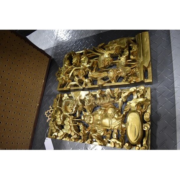 3 Gold and Black Colored Wall Decor! Circular Piece is 12x12x2, Rectangular Pieces are 8x2x17. 3x Your Bid! - Image 6 of 6
