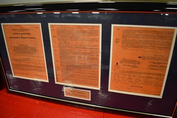 Copy of Mickey Mantle's 1949 Independence Baseball Club Player Contract in Frame! 35x1x19   - Image 3 of 12