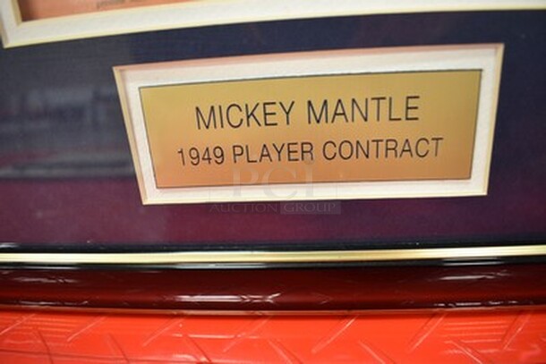 Copy of Mickey Mantle's 1949 Independence Baseball Club Player Contract in Frame! 35x1x19   - Image 4 of 12