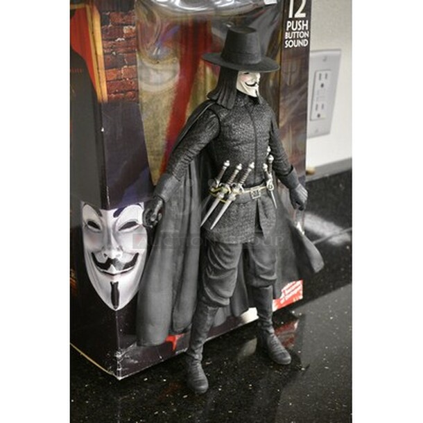 V For Vendetta Action Figure With Original Box! 8x1x12. Tested and Working! - Image 3 of 9