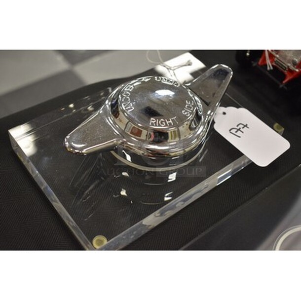 WOW! Aston Martin Knob On Glass Plaque. 9x5x4 - Image 2 of 5