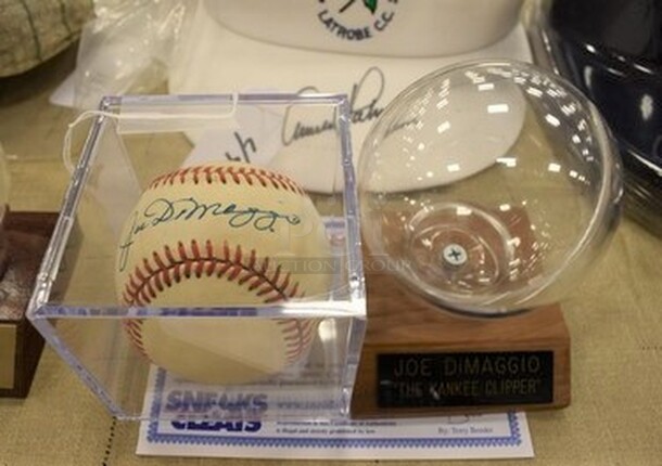 AWESOME! Baseball Autographed By Joe DiMaggio With Extra Baseball Display Case. Comes With COA!