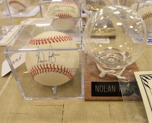 COOL! Nolan Ryan Autographed Baseball With Extra Display Case. Comes With COA! - Image 1 of 6