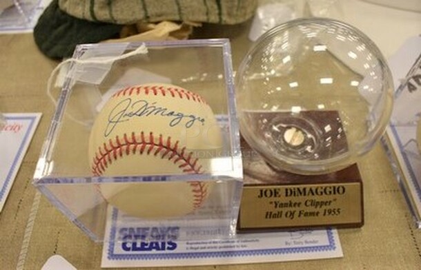 AWESOME! Baseball Autographed By Joe DiMaggio With Extra Baseball Display Case. Comes With COA!