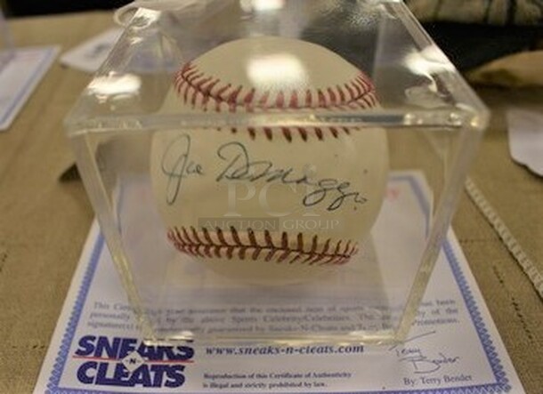 AWESOME! Baseball Autographed By Joe DiMaggio. With Baseball Display Case. Comes With Certificate of Authenticity!