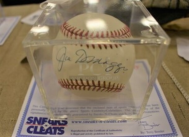 AWESOME! Baseball Autographed By Joe DiMaggio. With Baseball Display Case. Comes With Certificate of Authenticity! - Image 1 of 6
