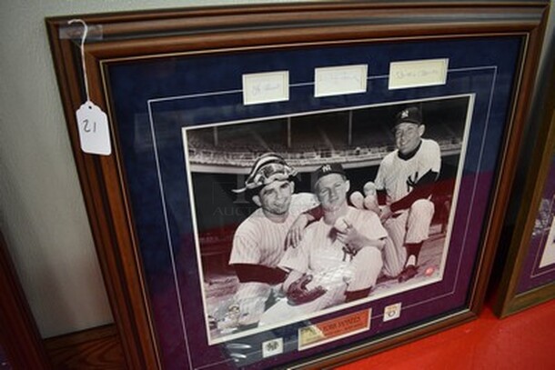 Cooperstown Collection Autographed Picture of New York Yankees Yogi Berra, Whitey Ford, and Mickey Mantle! Comes with Certificate of Authenticity.   - Image 3 of 11