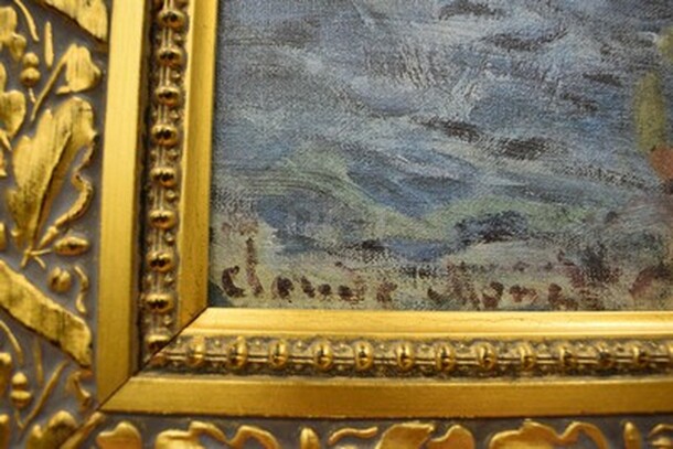 BEAUTIFUL! Bassin D' Argenteuil Oil Painting by Claude Monet in Gold and Black Frame From Art Dealer Ed Mero! 38x3x30 - Image 5 of 10