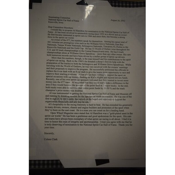2003 National Sprint Car Hall of Fame Induction Scrapbook For Al Hamilton!  - Image 6 of 7