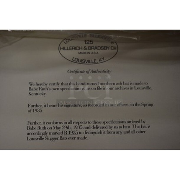 AWESOME! Louisville Slugger Bat Made To Babe's Ruth Own Specifications With Signature! Comes With Certificate Of Authenticity! R1935 - Image 7 of 7