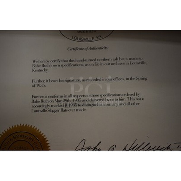 AWESOME! Louisville Slugger Bat Made To Babe's Ruth Own Specifications With Signature! Comes With Certificate Of Authenticity! R1935 - Image 6 of 6