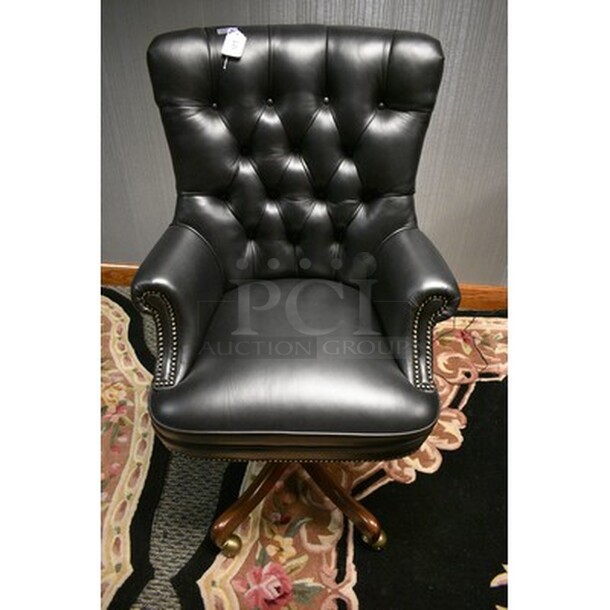 Hancock & Moore Black Leather Office Chair! 28x22x46 - Image 1 of 7