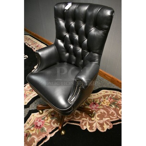 Hancock & Moore Black Leather Office Chair! 28x22x46 - Image 2 of 7