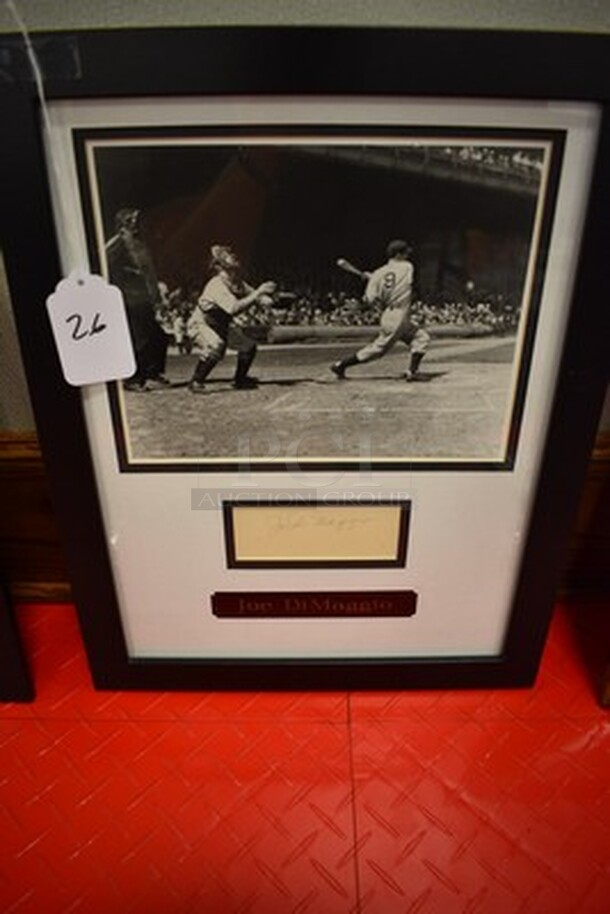 Autographed Joe DiMaggio Picture In Frame! Comes With Certificate of Authenticity. 14x1x18