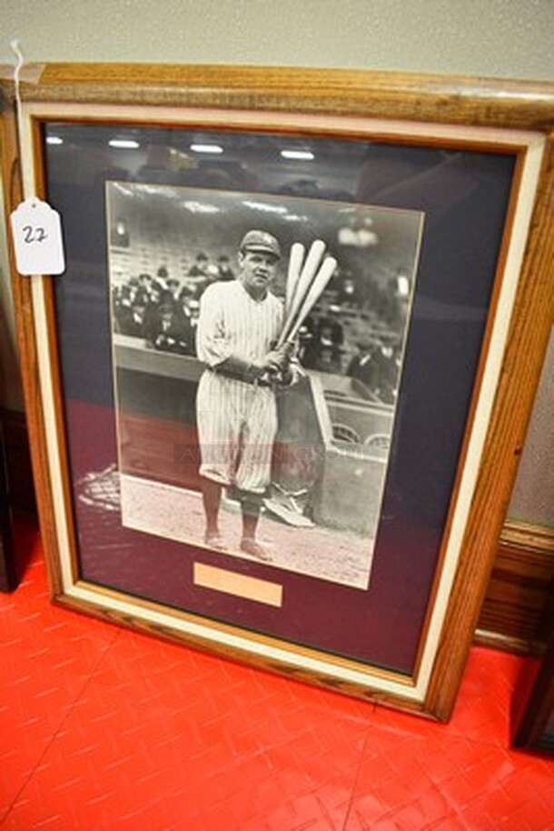 Autographed Picture of Babe Ruth In Wooden Frame. 19x1x23 - Image 2 of 8