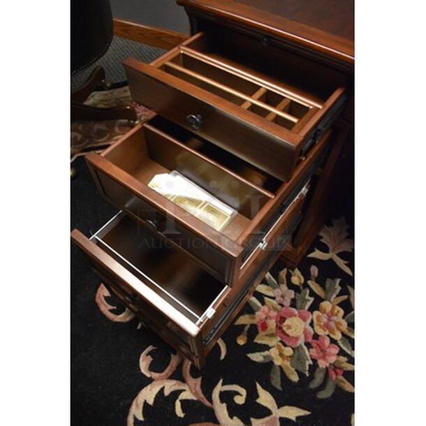 AMAZING! Hooker Furniture Wooden Executive Desk! 66x36x31.5  - Image 6 of 10
