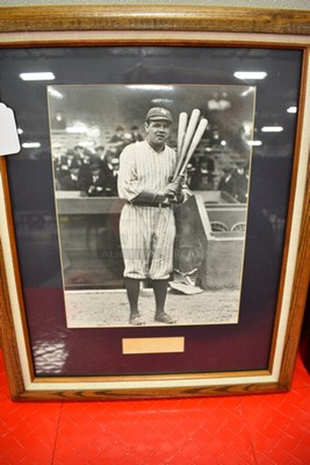 Autographed Picture of Babe Ruth In Wooden Frame. 19x1x23 - Image 6 of 8