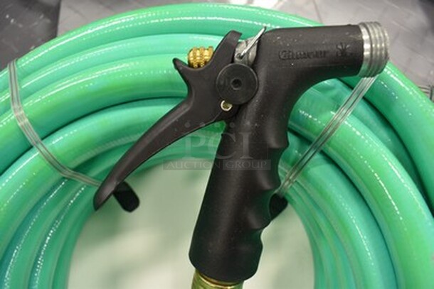 BRAND NEW! Gilmour Flexogen 50 ft Hose With Heavy Duty Brass Couplings and Gun Nozzle.  - Image 5 of 5
