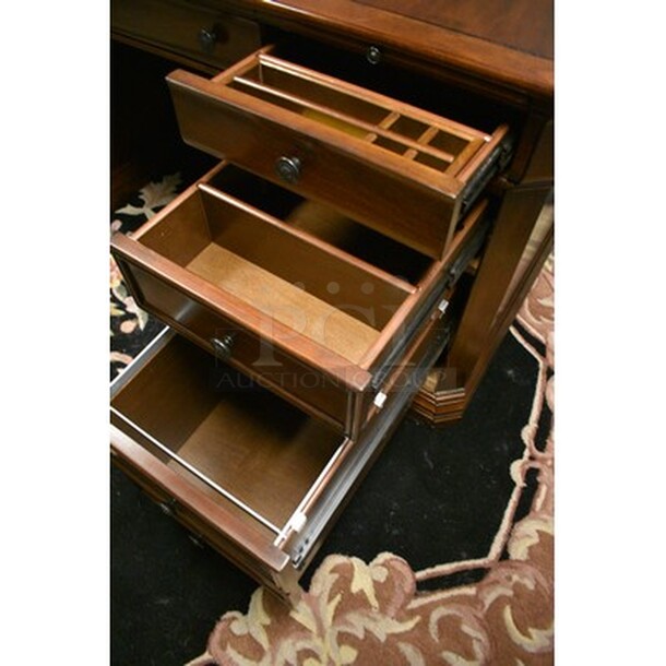 AMAZING! Hooker Furniture Wooden Executive Desk! 66x36x31.5  - Image 8 of 10