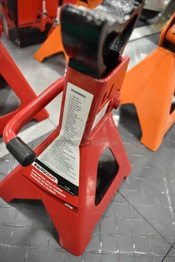 2 Autocraft 3 Ton Ratcheting Jack Stands and 1 box! AC938. 7x7x19. - Image 5 of 6