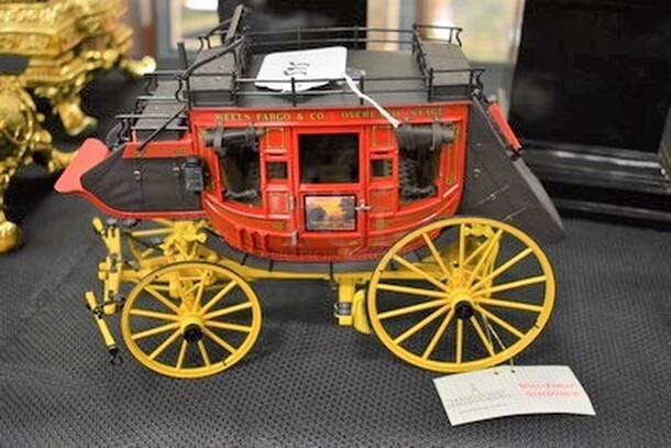 VINTAGE! Franklin Mint Wells Fargo & Co. Overland 1:16 Scale Hand-Crafted Stage Coach! 12x5x7.5