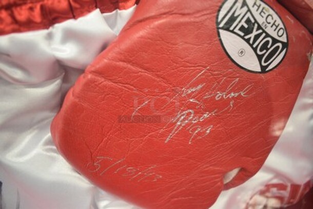 AWESOME! Autographed Larry Holmes Boxing Shorts and Boxing Glove In Black Shadow Box. 21x2x17.5 - Image 4 of 11